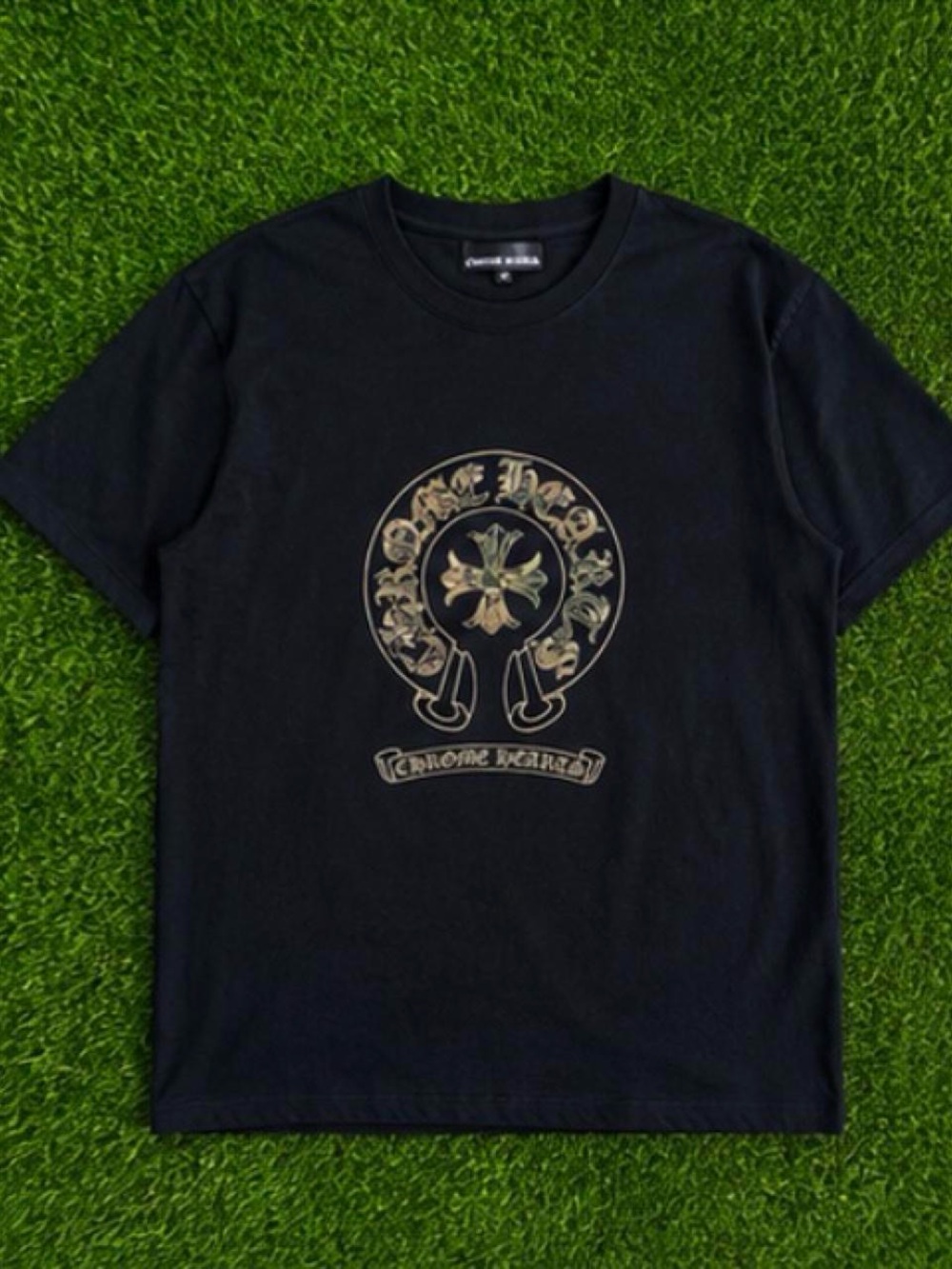 Chrome Hearts Black T‑Shirt with Gold Emblem